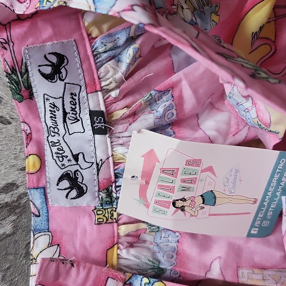 Hell Bunny Maxine Flamingo Sunset Skirt SzXS NWT - Picture 5 of 8